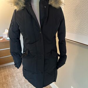 Laundry By Shelli Segal Black Fur-Trimmed Puffer Coat